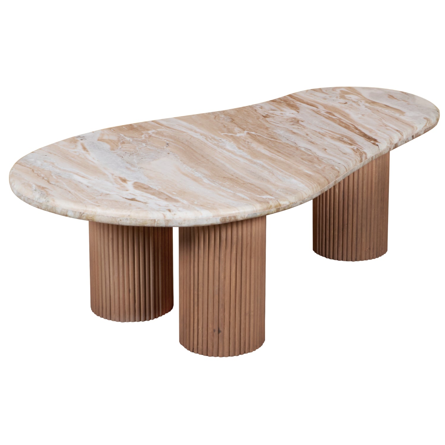 Murcia Natural Marble & Wood Pedestal Coffee Table