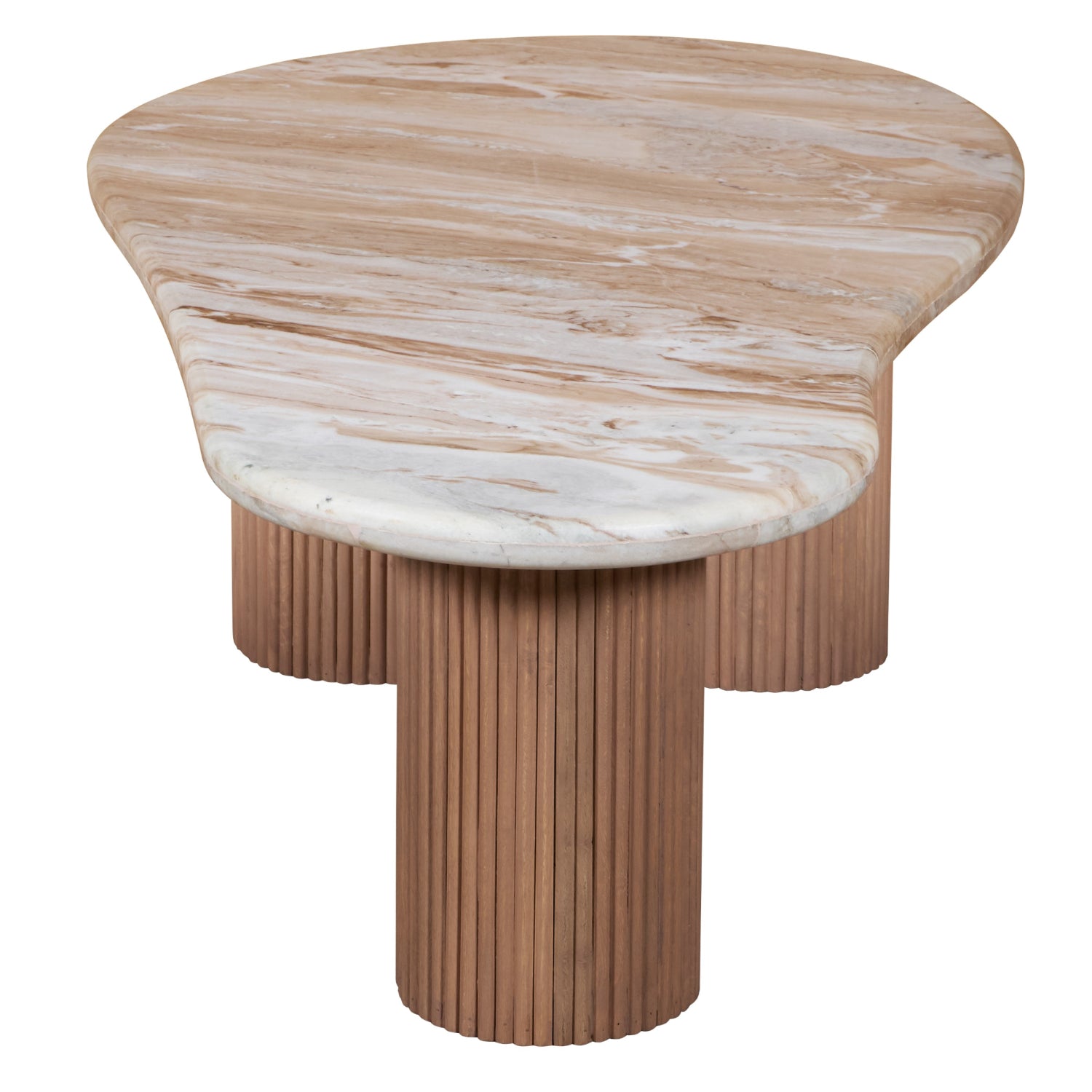 Murcia Natural Marble & Wood Pedestal Coffee Table