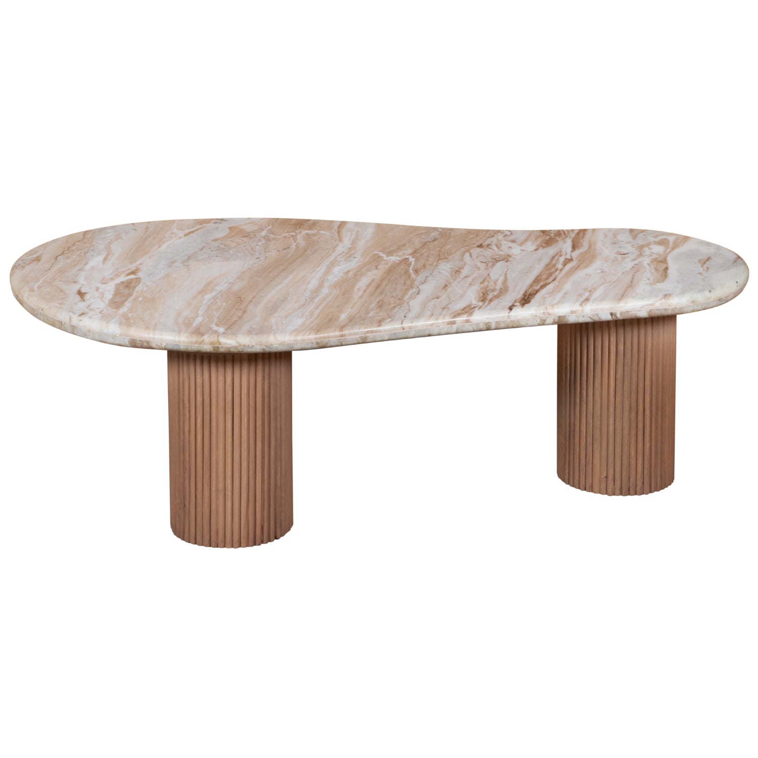 Murcia Natural Marble & Wood Pedestal Coffee Table