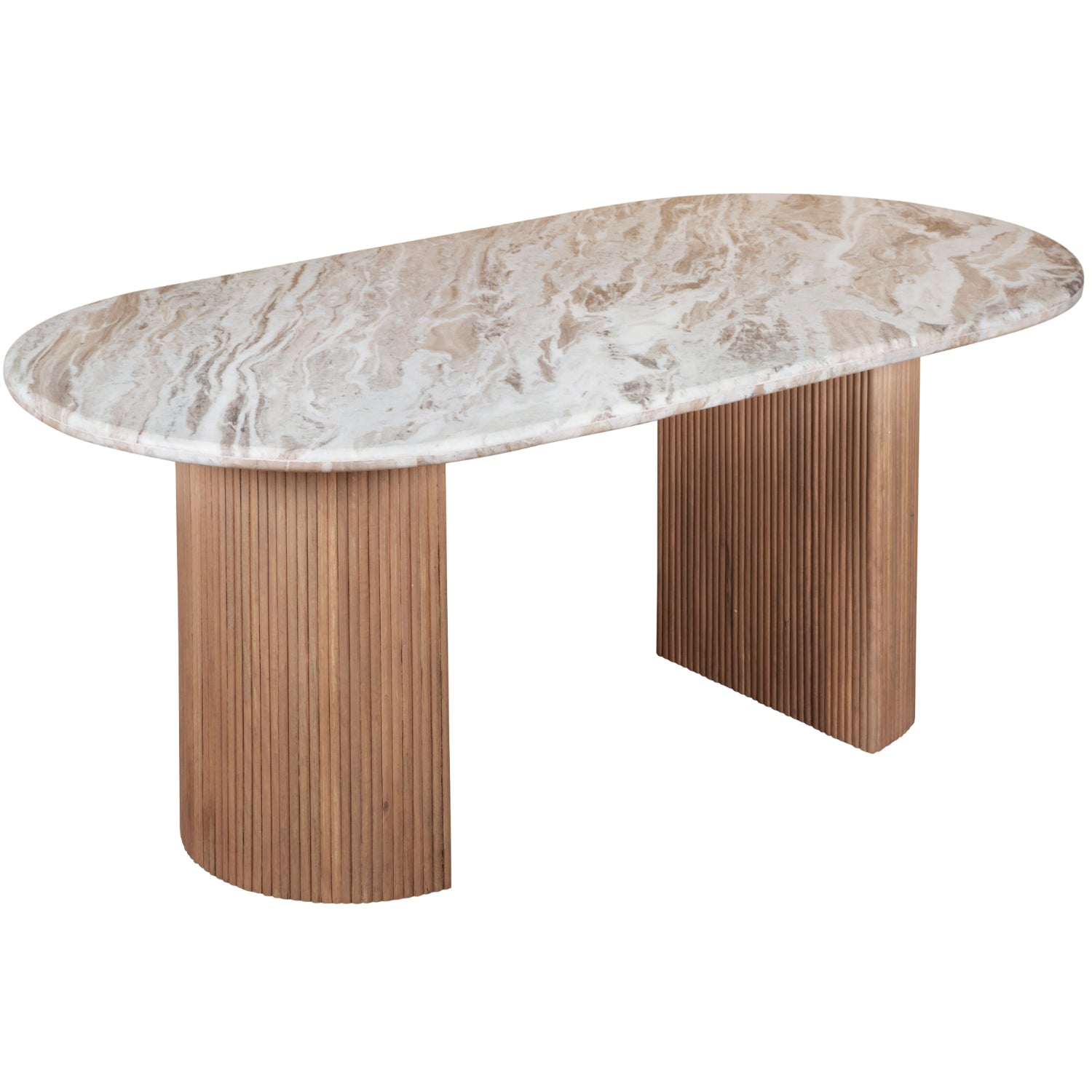 Murcia Natural Marble & Wood Pedestal 6-8 Seater Dining Table