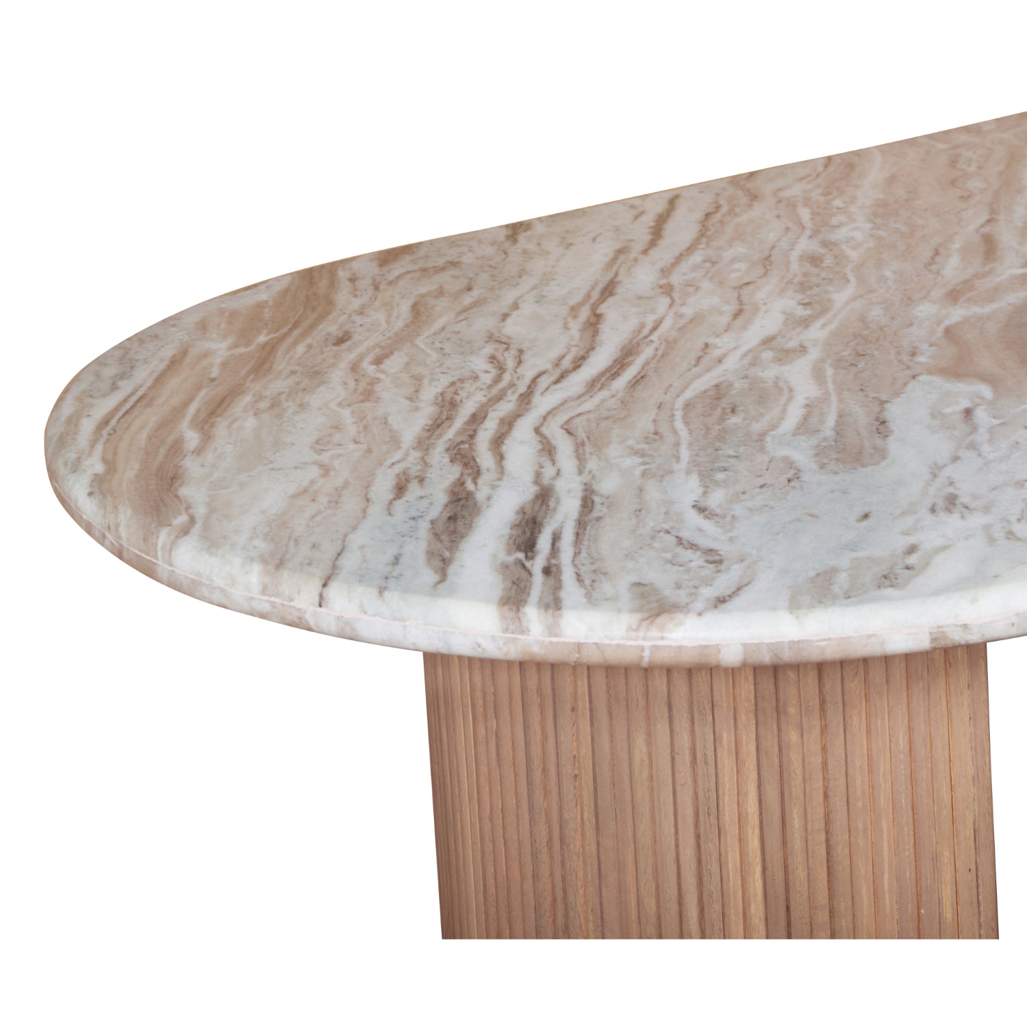 Murcia Natural Marble & Wood Pedestal 6-8 Seater Dining Table