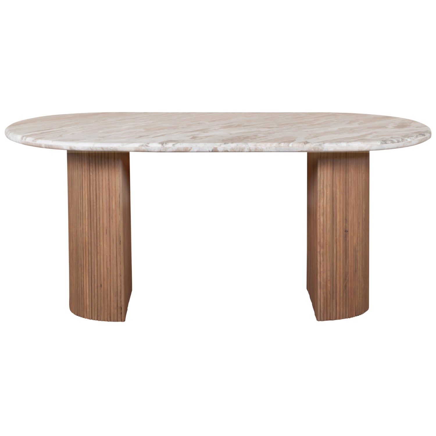 Murcia Natural Marble & Wood Pedestal 6-8 Seater Dining Table