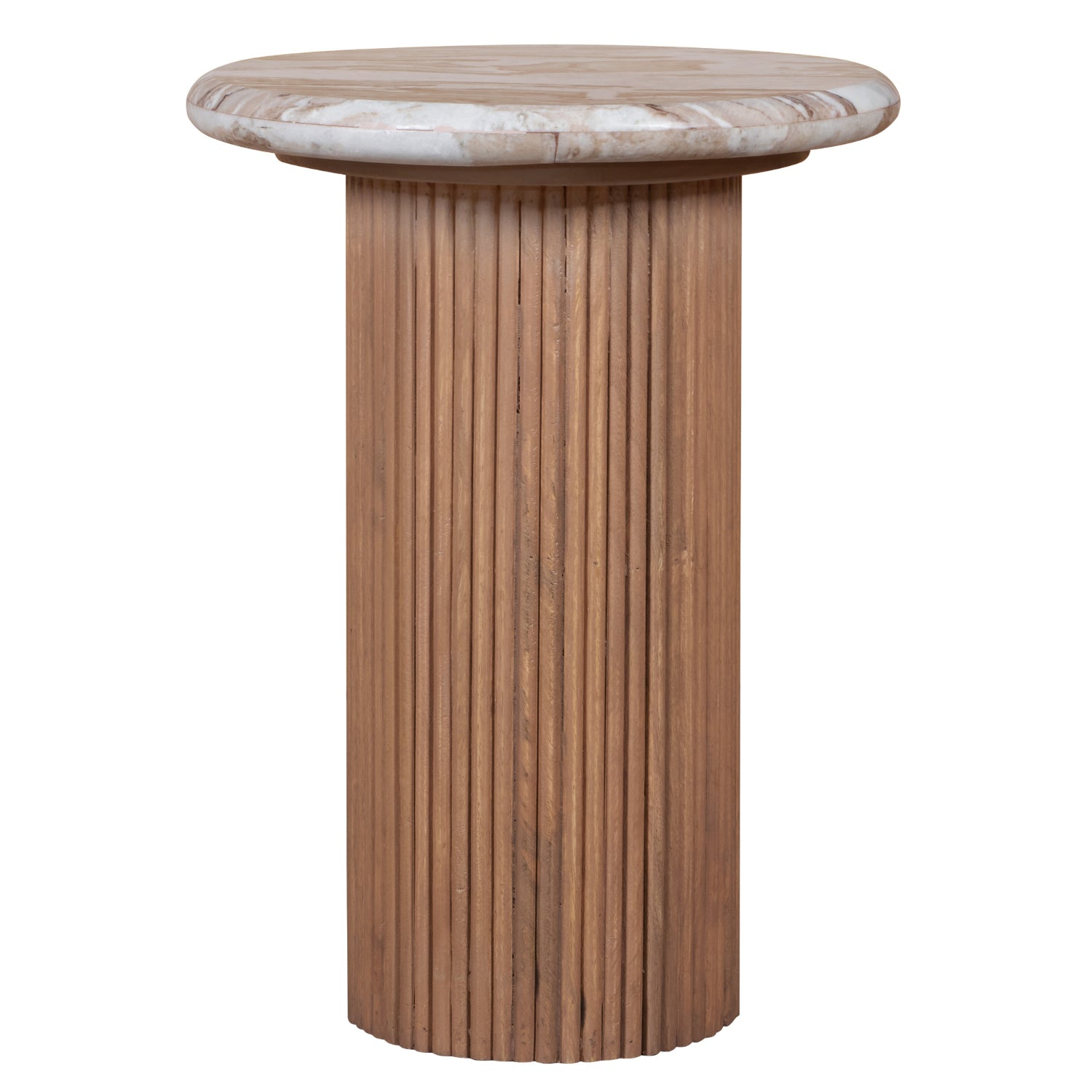 Murcia Natural Marble & Wood Pedestal Side Table