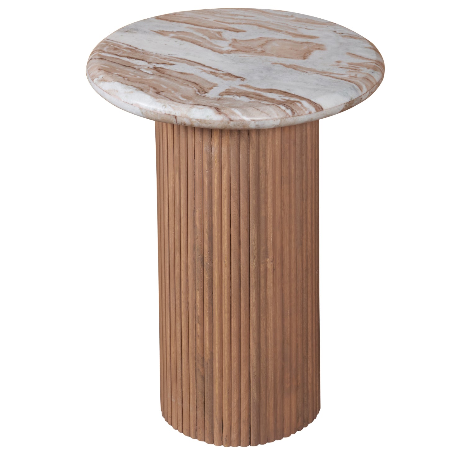 Murcia Natural Marble & Wood Pedestal Side Table