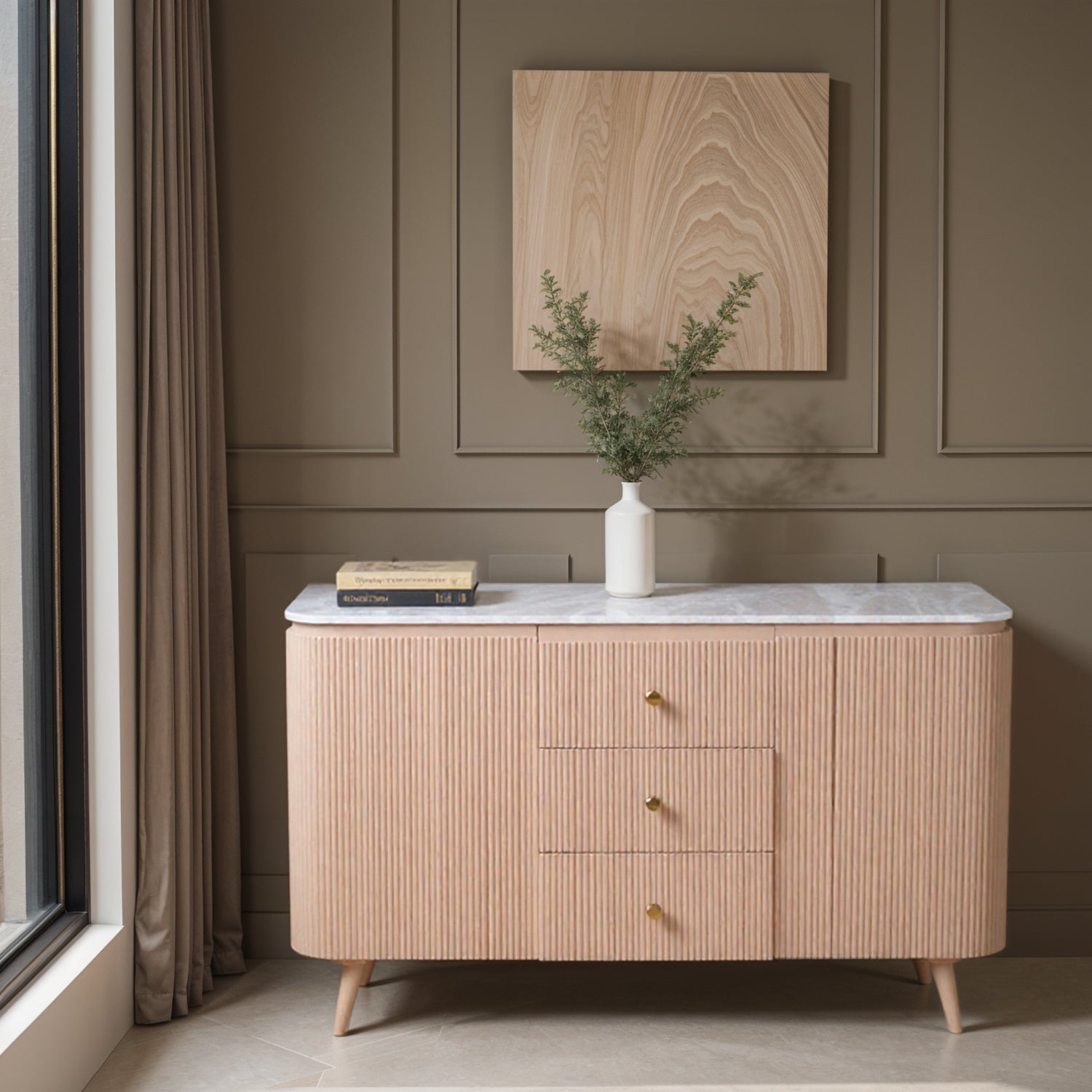Murcia Natural Marble & Wood Extra Large Sideboard