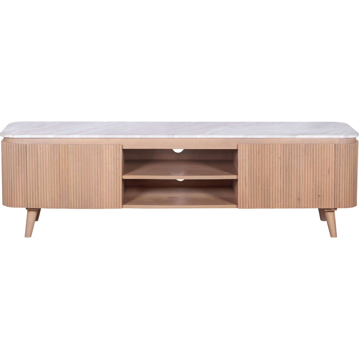 Murcia Natural Marble & Wood Large Tv Cabinet
