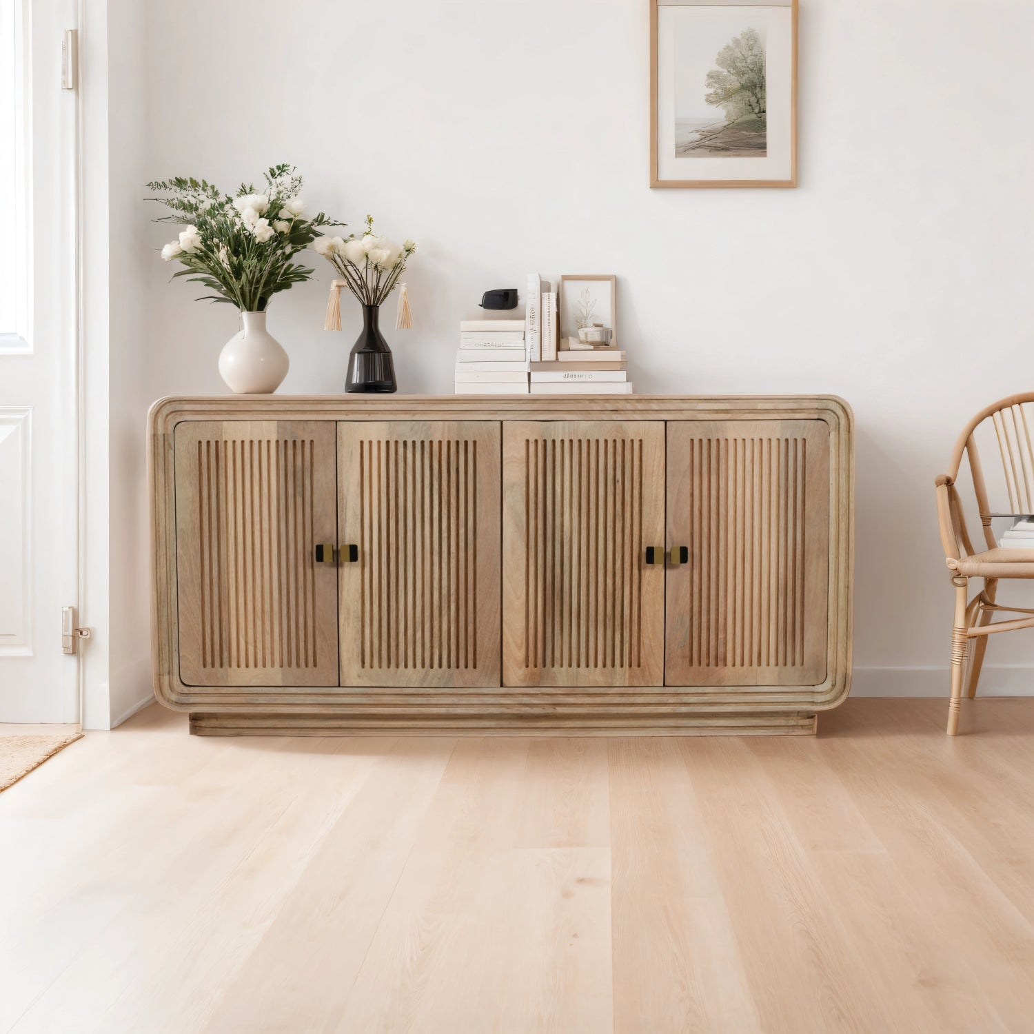 Tutti Carved Mango Wood 4 Doors Large Sideboard