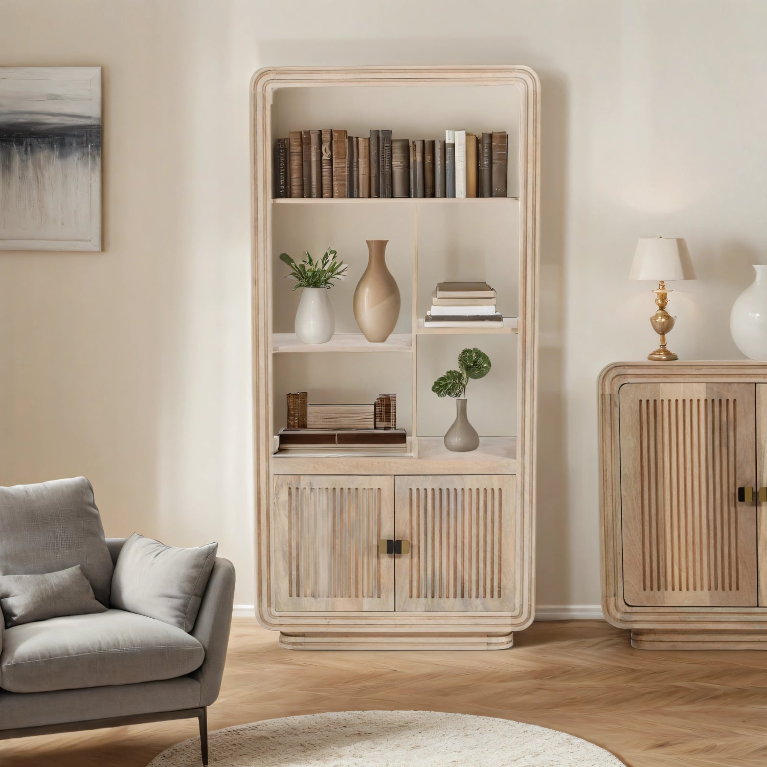 Tutti Carved Mango Wood Bookcase
