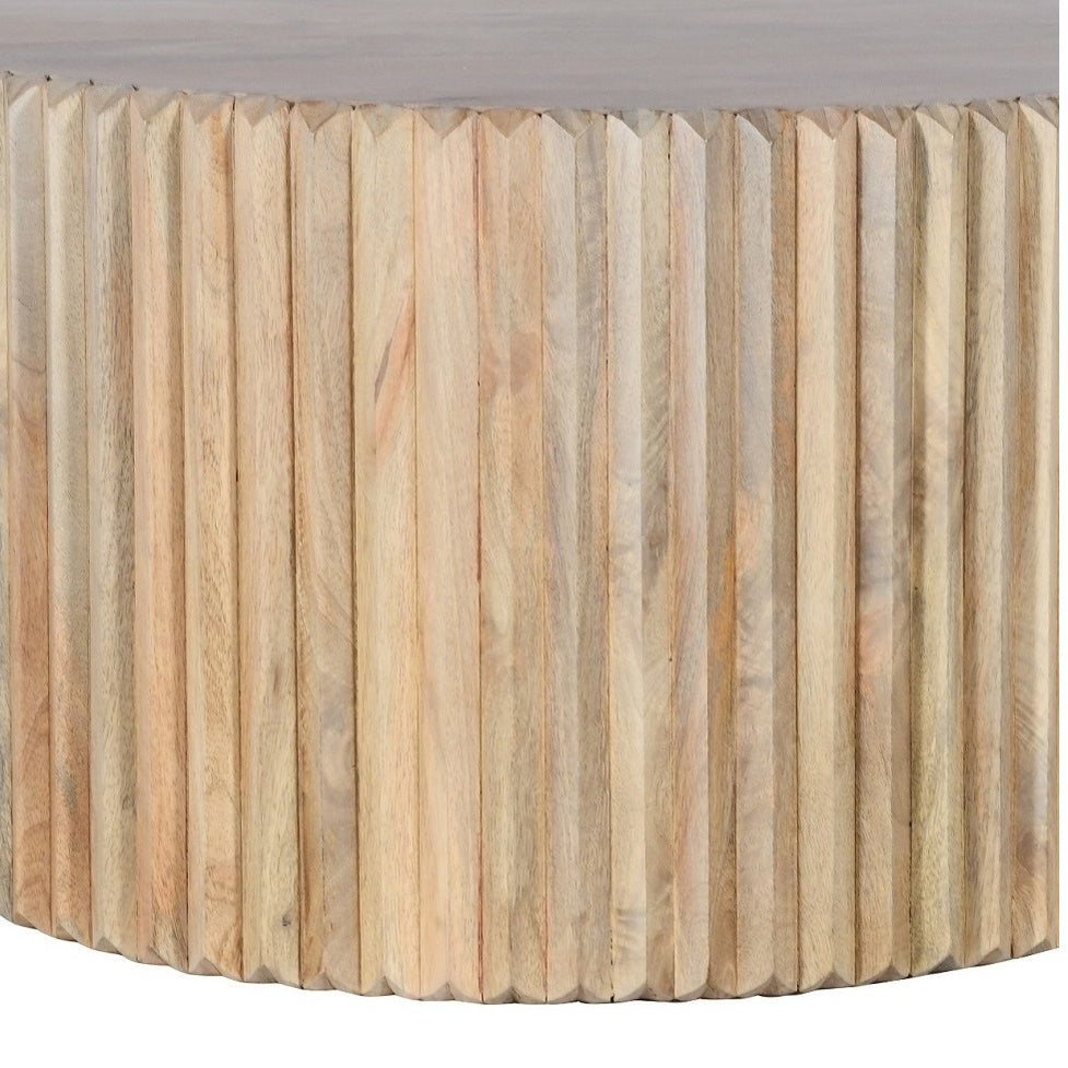 Tutti Carved Mango Wood Round Coffee Table