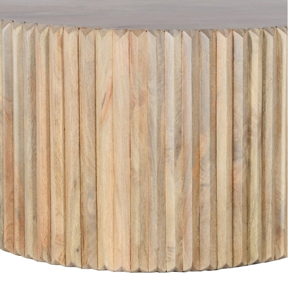 Tutti Carved Mango Wood Round Coffee Table