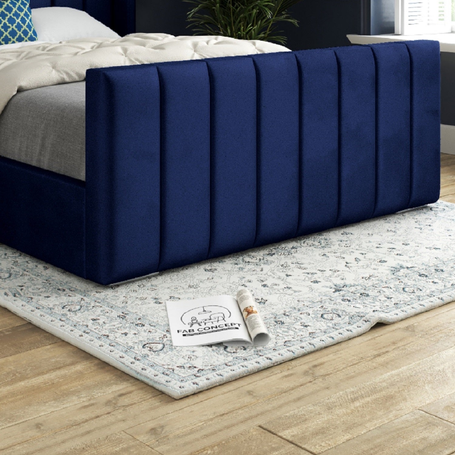 Romano Straight Winged Upholstered Soft Velvet Bed Frame