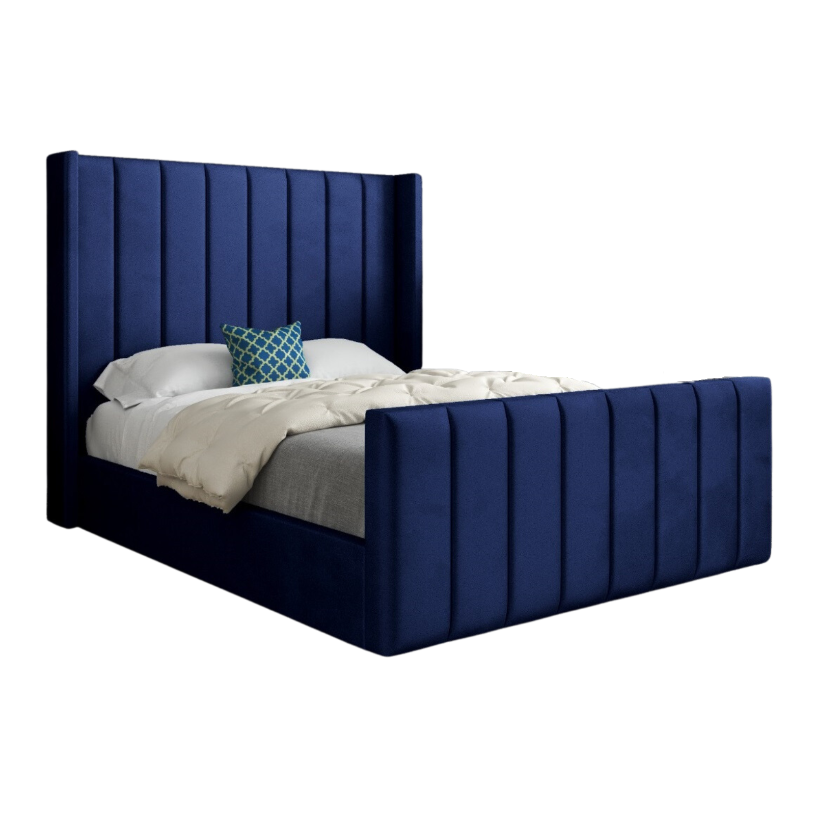 Romano Straight Winged Upholstered Soft Velvet Bed Frame