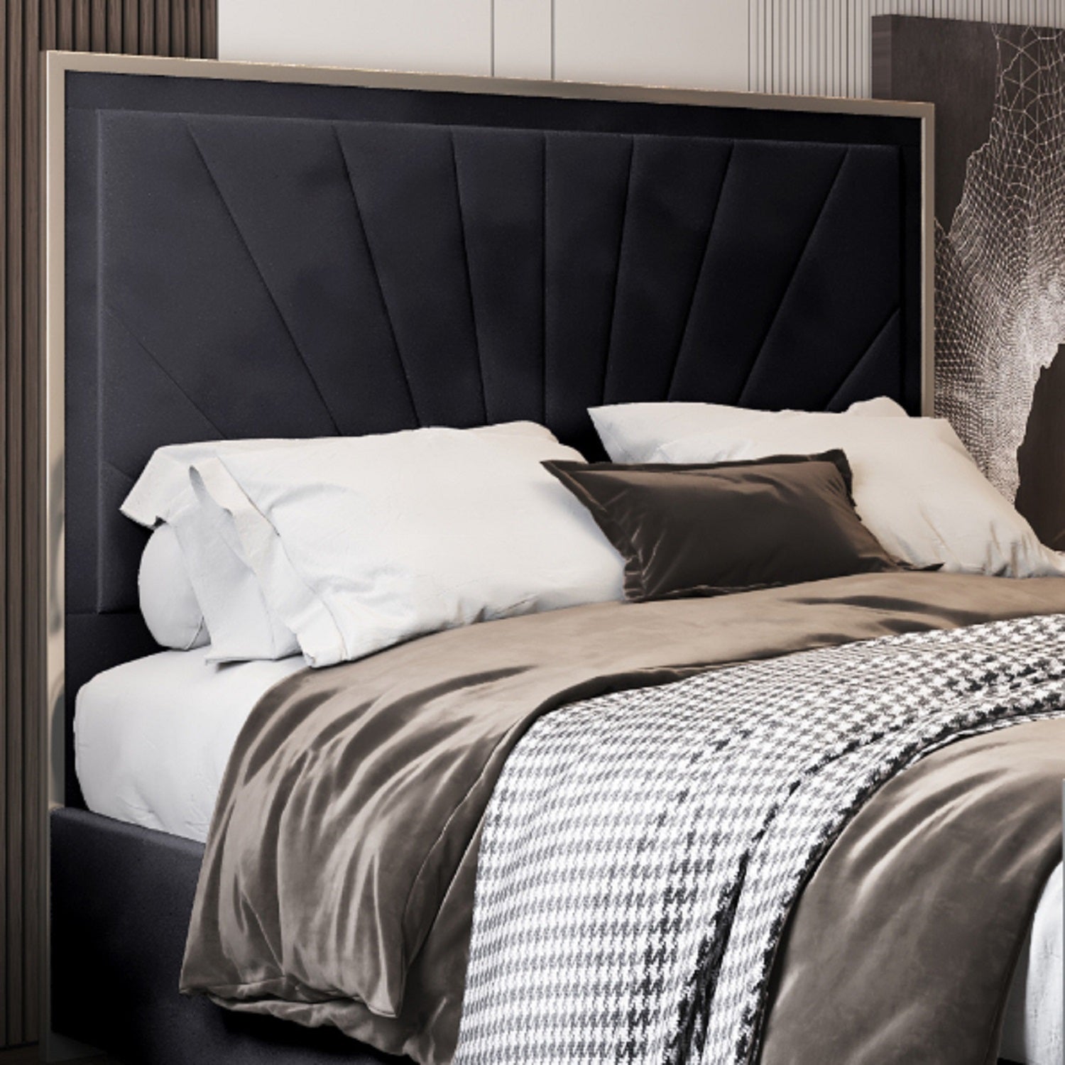 Roxy Upholstered Soft Velvet Metal Bed Frame