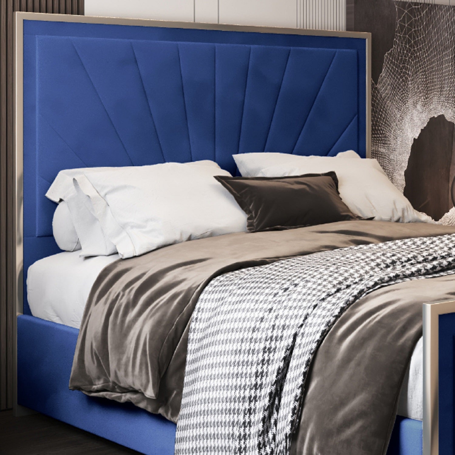 Roxy Upholstered Soft Velvet Metal Bed Frame