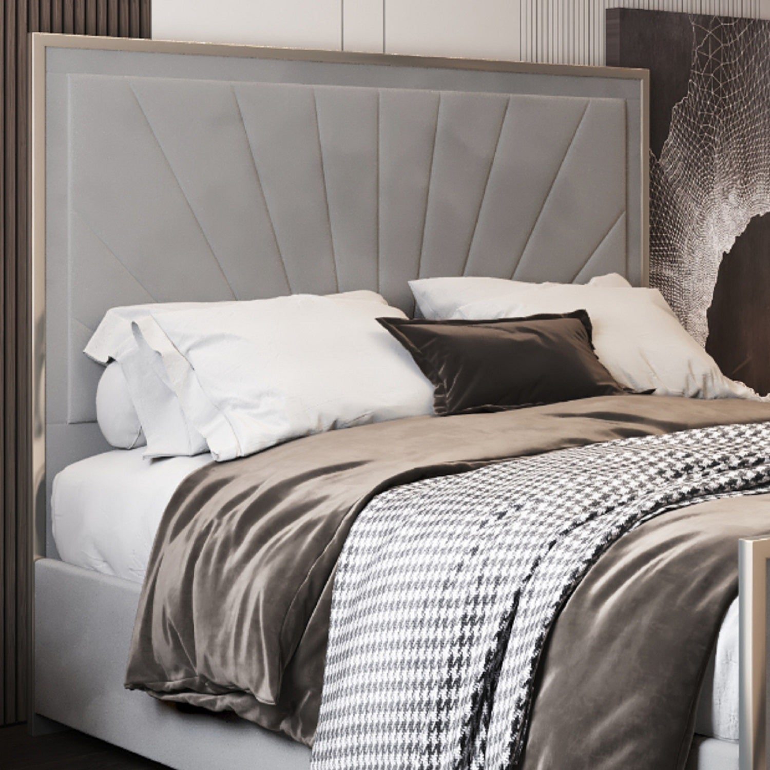 Roxy Upholstered Soft Velvet Metal Bed Frame