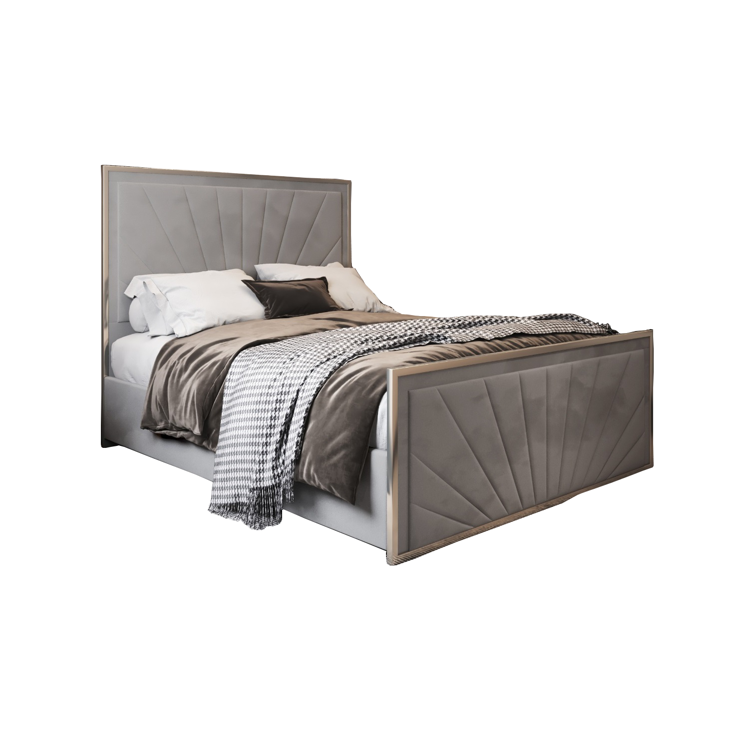 Roxy Upholstered Soft Velvet Metal Bed Frame