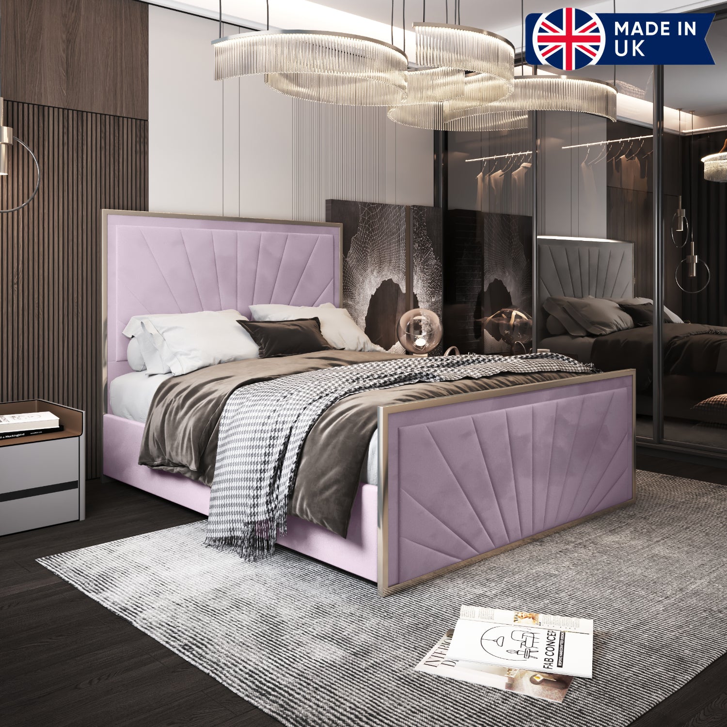 Roxy Upholstered Soft Velvet Metal Bed Frame