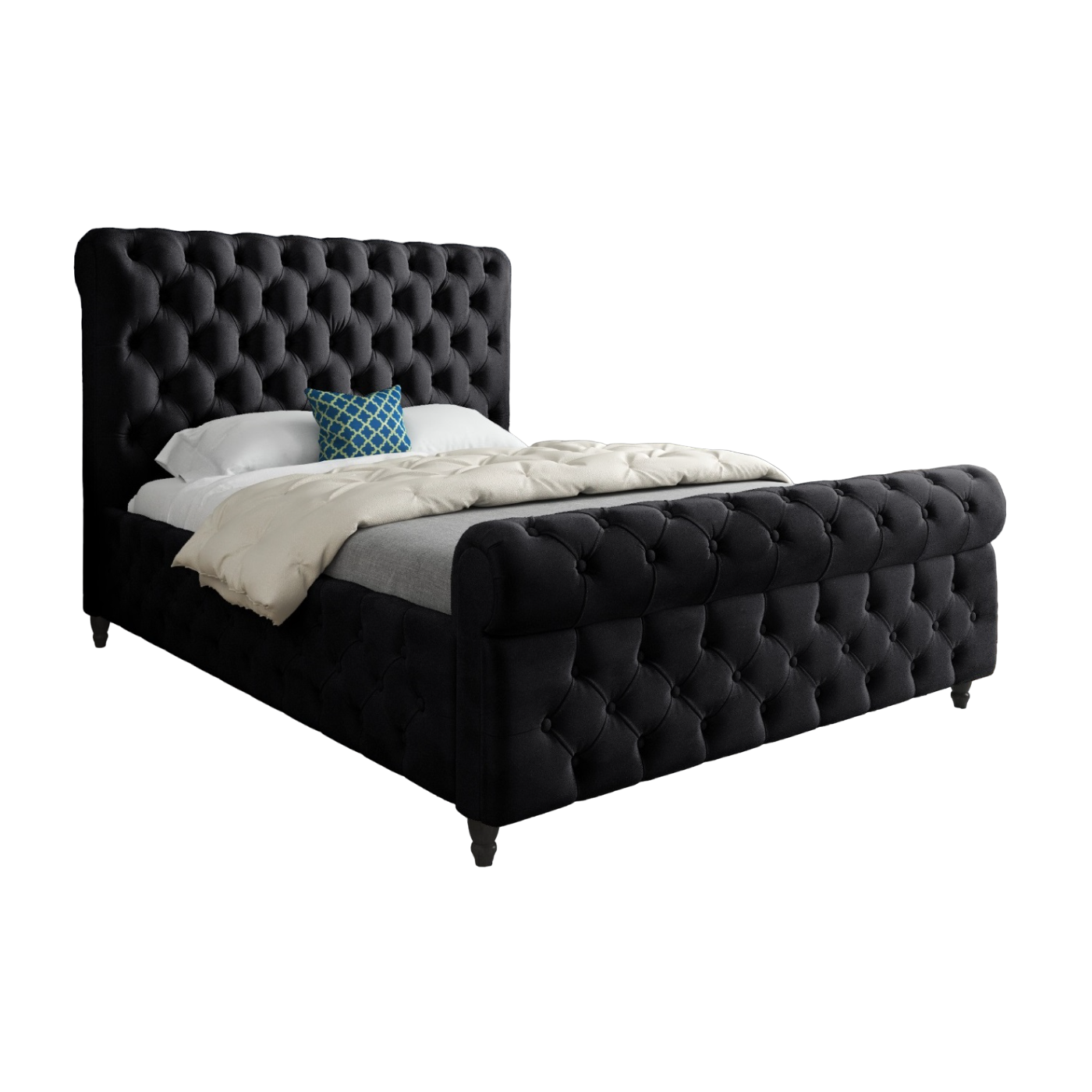 Savana Sleigh Upholstered Soft Velvet Bed Frame
