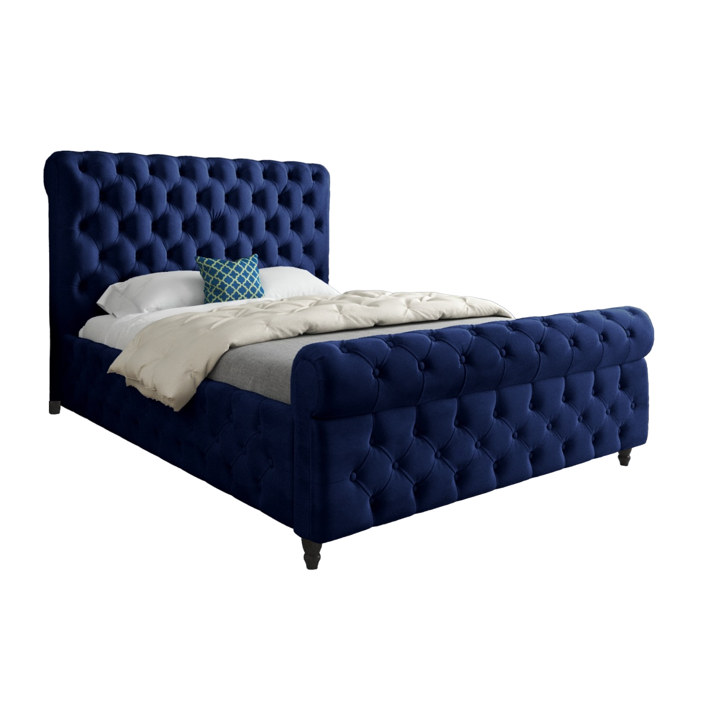 Savana Sleigh Upholstered Soft Velvet Bed Frame