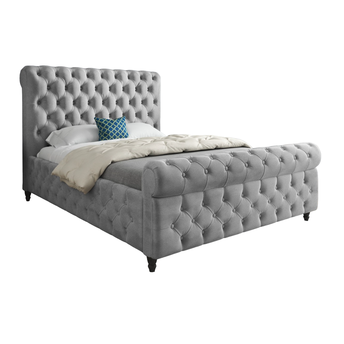 Savana Sleigh Upholstered Soft Velvet Bed Frame