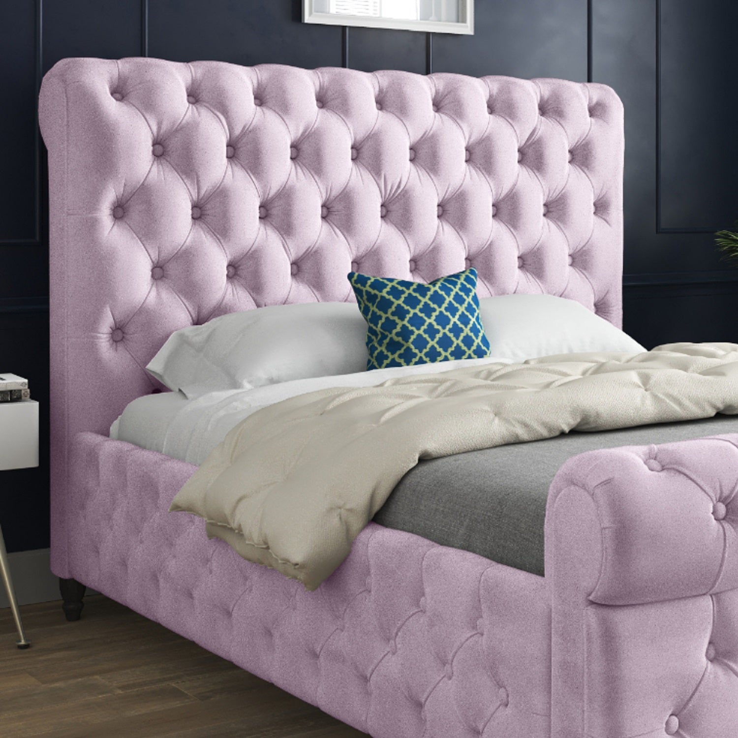 Savana Sleigh Upholstered Soft Velvet Bed Frame