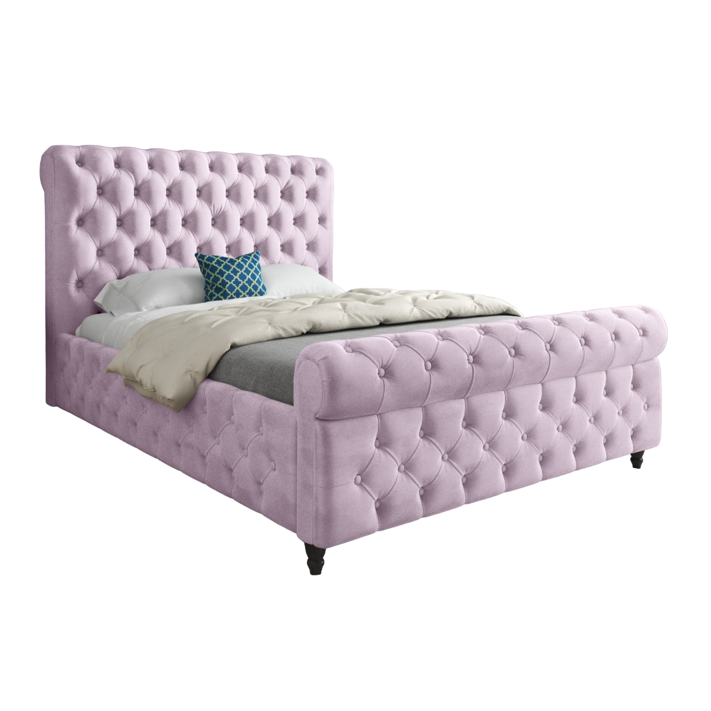 Savana Sleigh Upholstered Soft Velvet Bed Frame