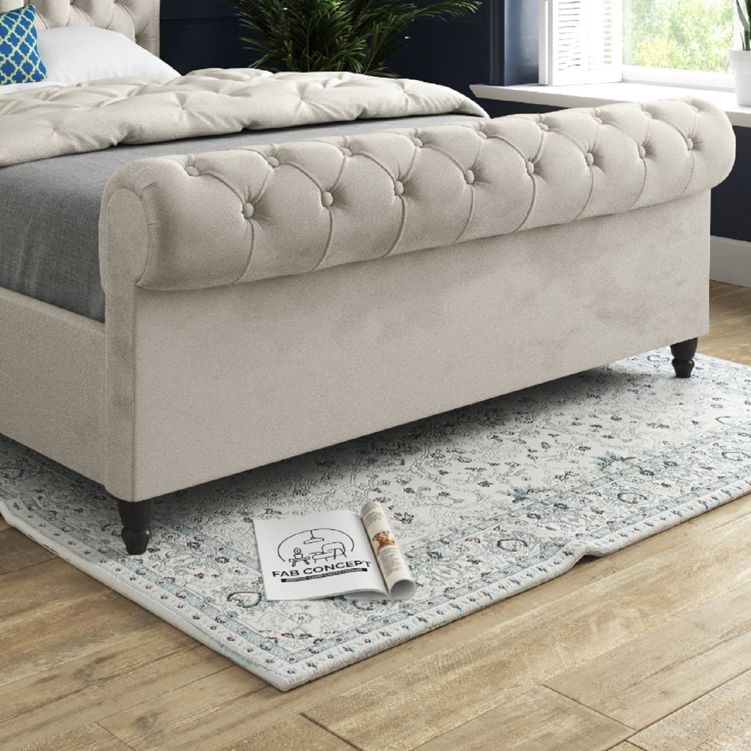 Sienna Sleigh Upholstered Soft Velvet Bed Frame