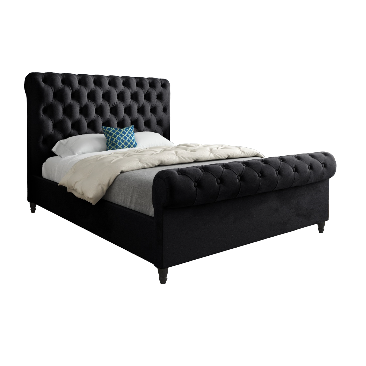 Sienna Sleigh Upholstered Soft Velvet Bed Frame