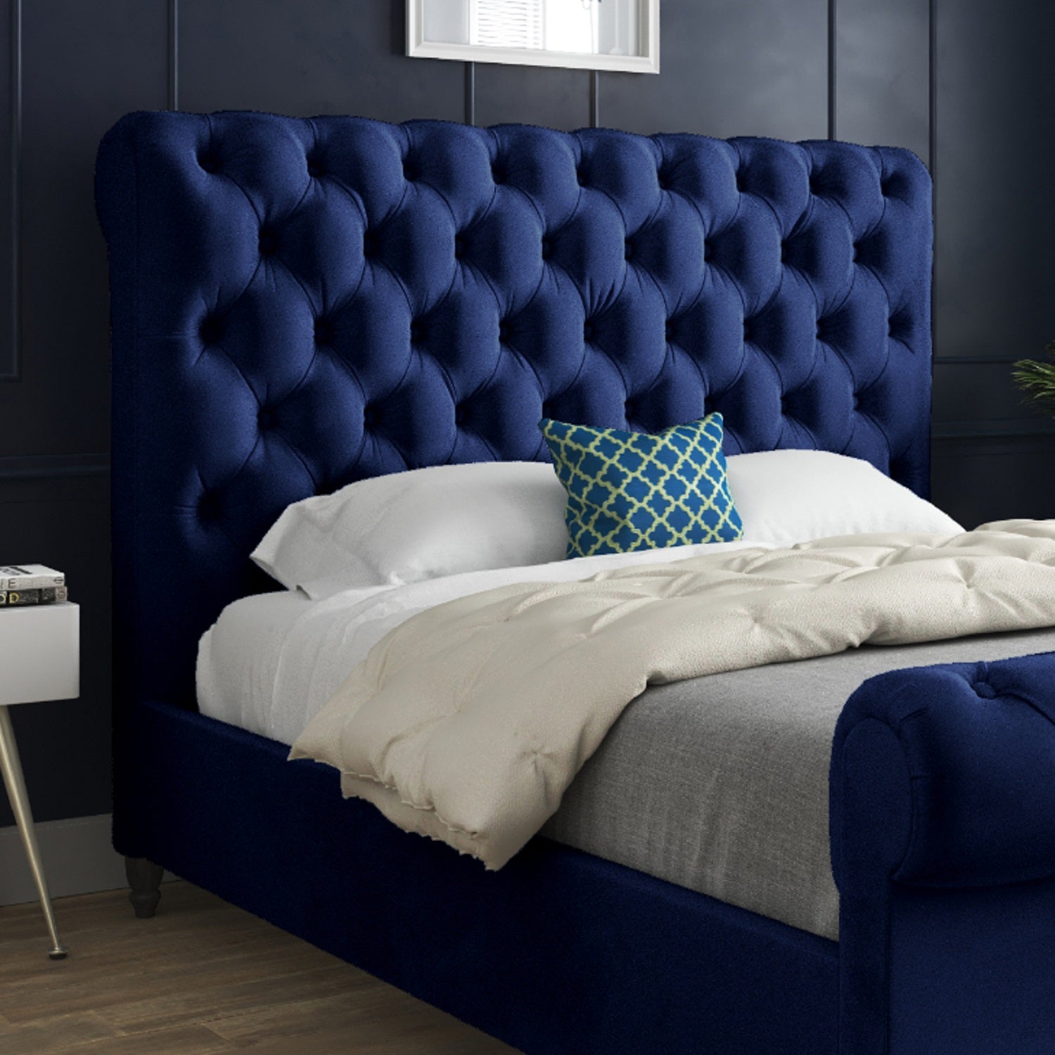 Sienna Sleigh Upholstered Soft Velvet Bed Frame