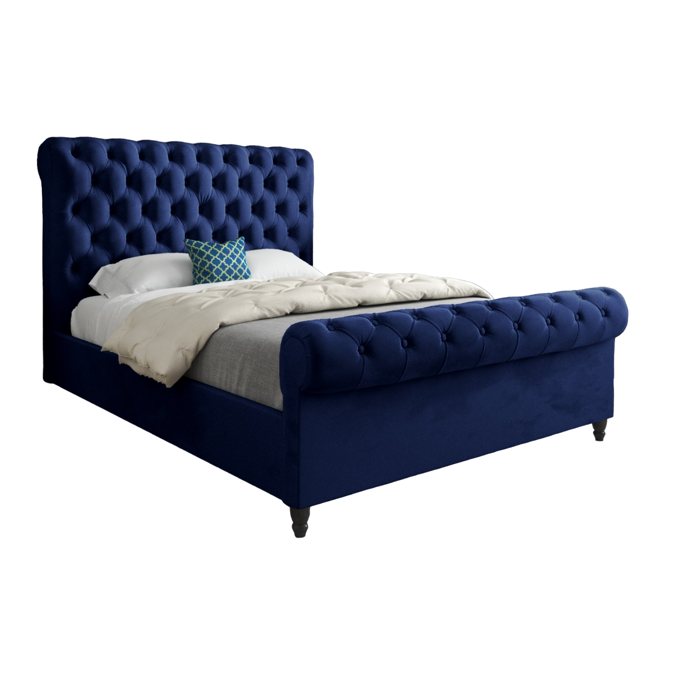Sienna Sleigh Upholstered Soft Velvet Bed Frame