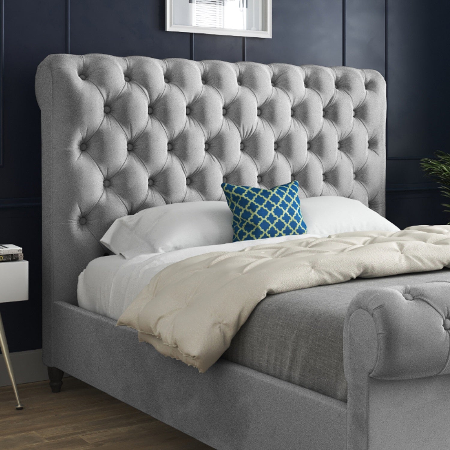 Sienna Sleigh Upholstered Soft Velvet Bed Frame