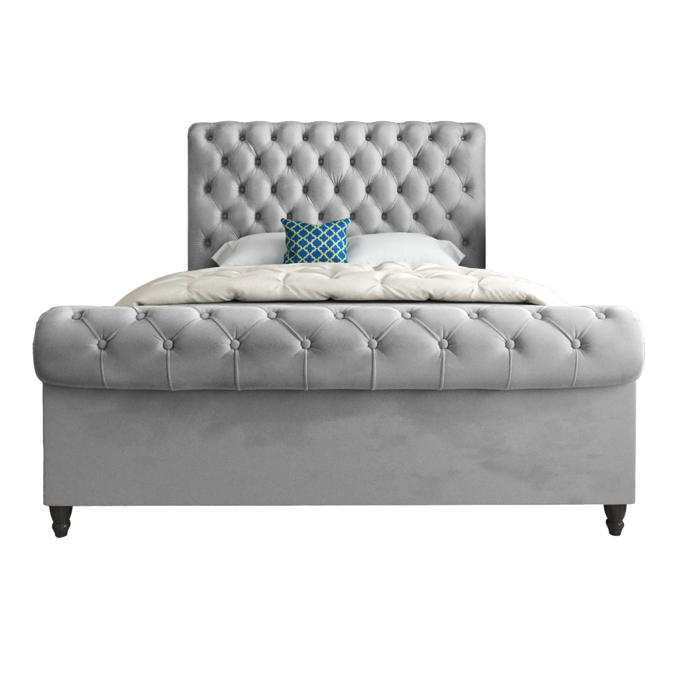 Sienna Sleigh Upholstered Soft Velvet Bed Frame