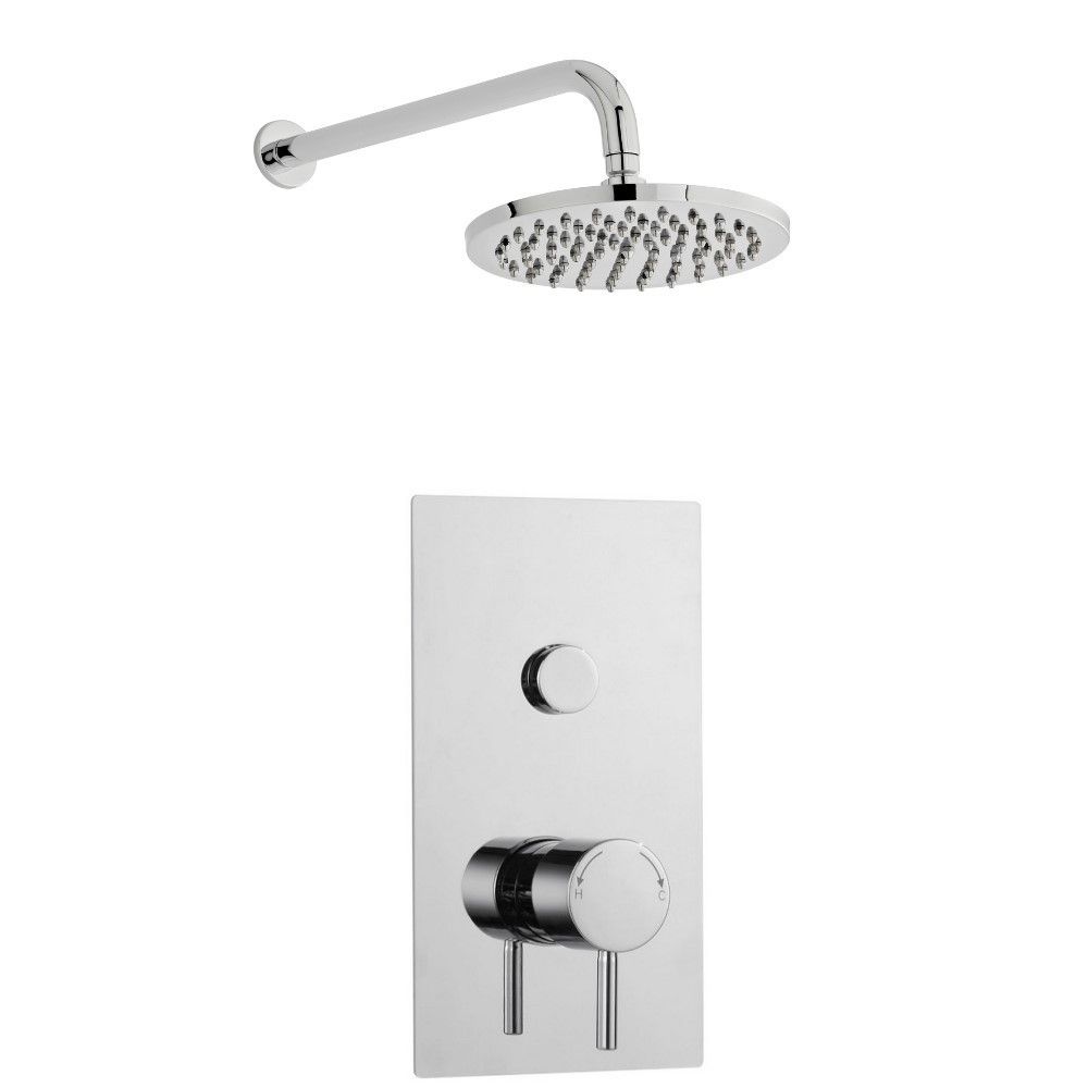 Stratia Single Round Push Button Thermostatic Shower With Fixed Overhead Drencher