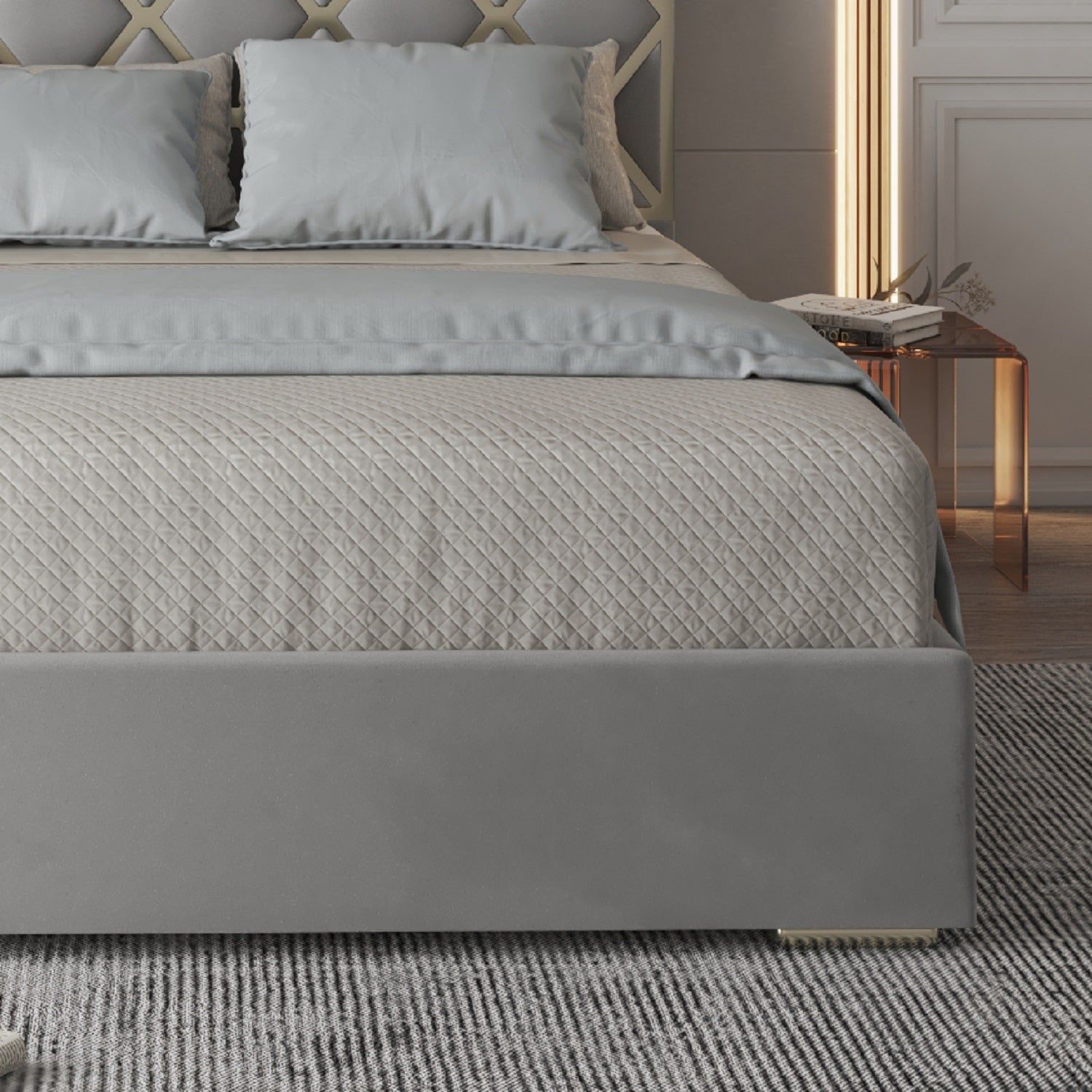 Tammy Upholstered Soft Velvet Metal Bed Frame