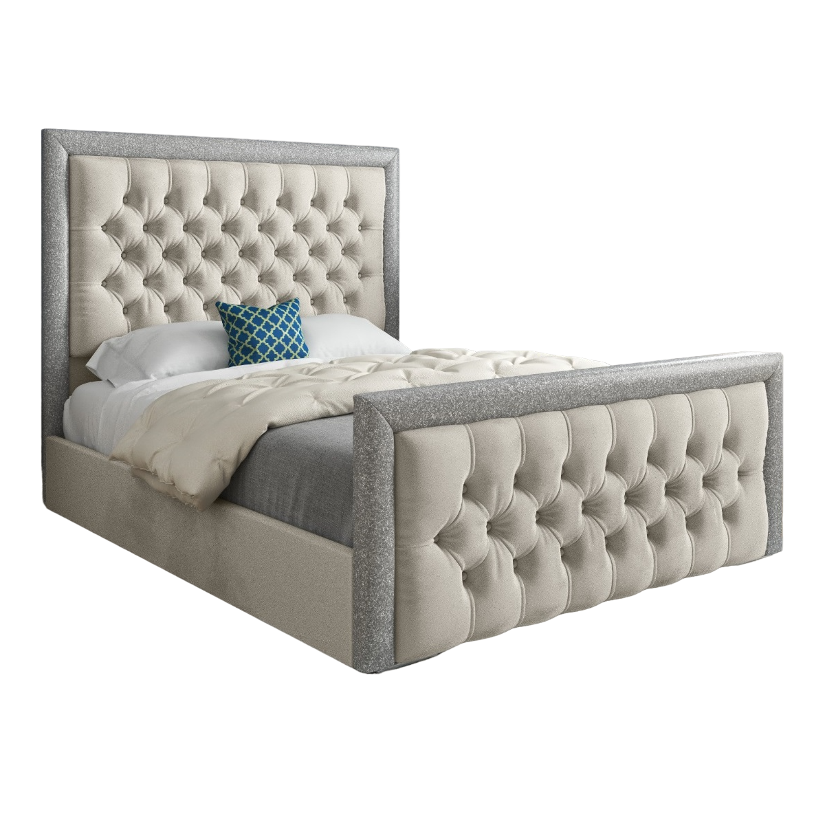 Venice Glitter Border Upholstered Soft Velvet Bed Frame