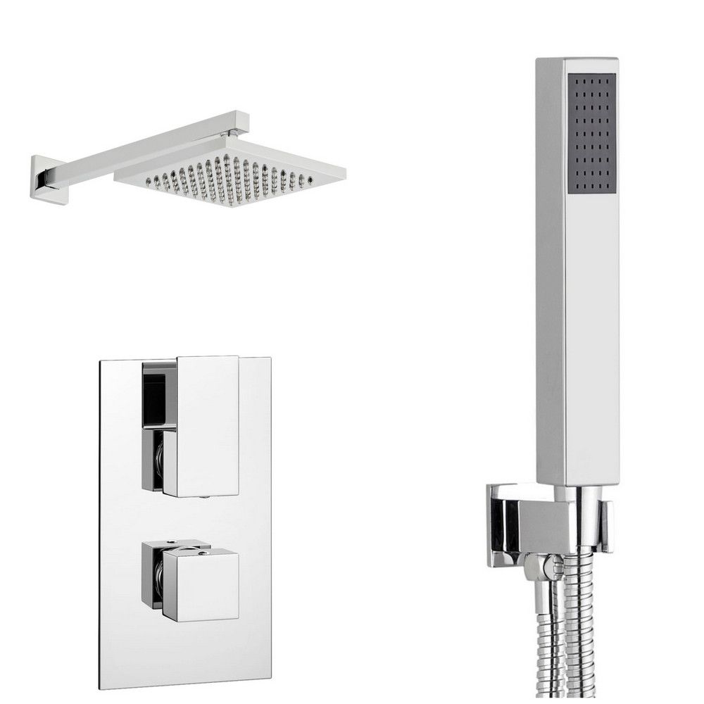 Vitalis Thermostatic Concealed Shower With Overhead Drencher & Separate Hand Shower