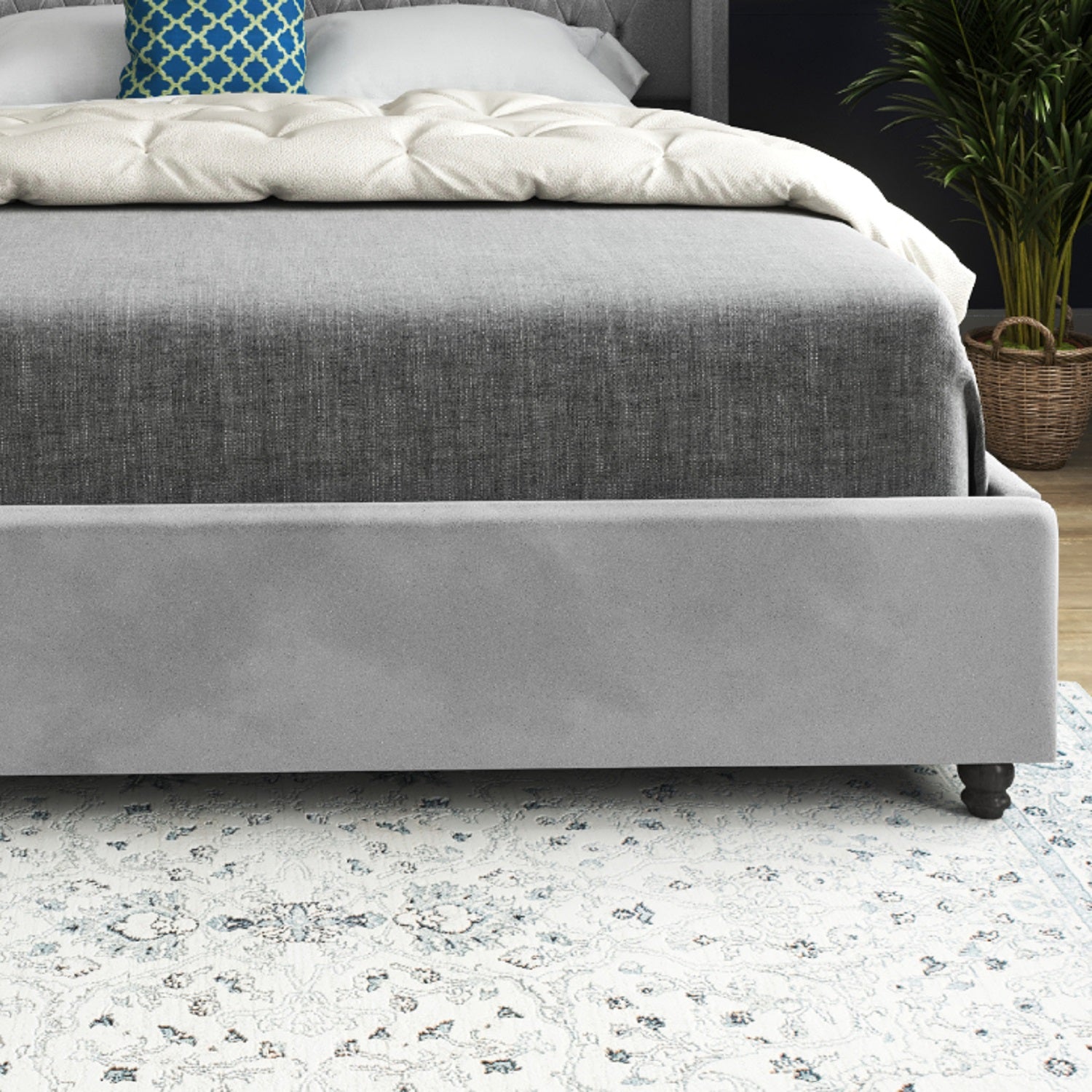 Volta Straight Winged Upholstered Soft Velvet Bed Frame