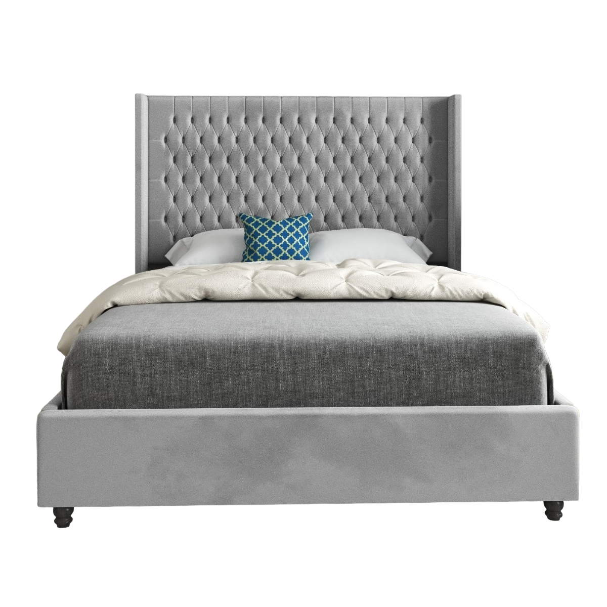 Volta Straight Winged Upholstered Soft Velvet Bed Frame