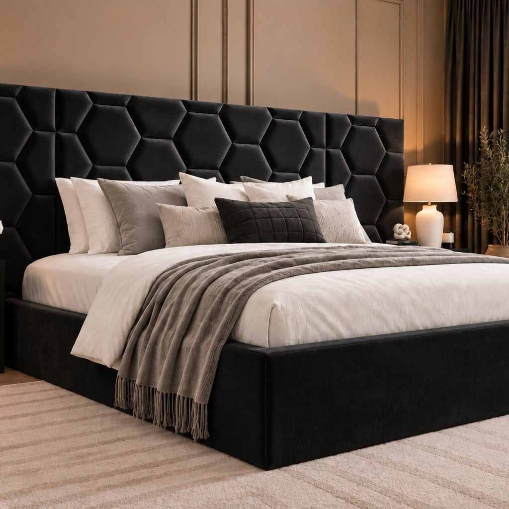 Alghero divan bed in black, side view
