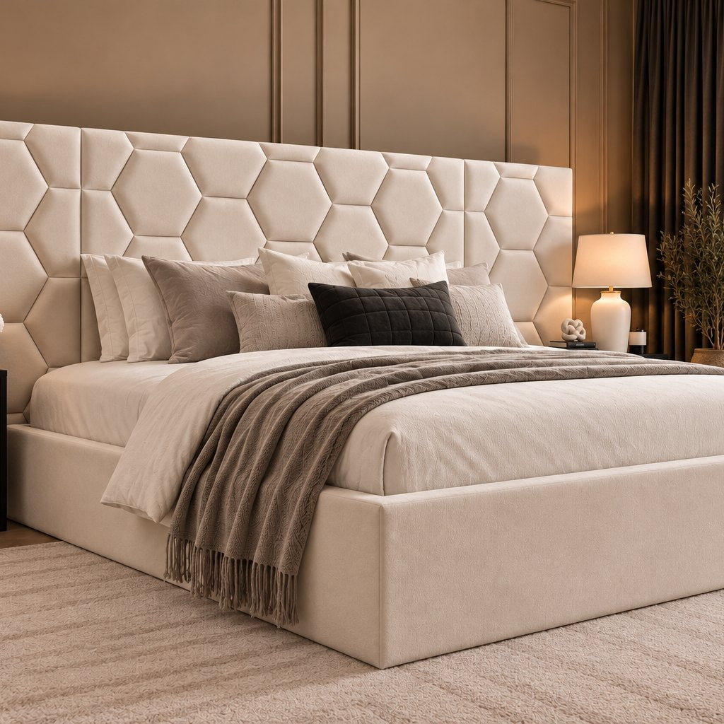 Alghero divan bed in cream, side view