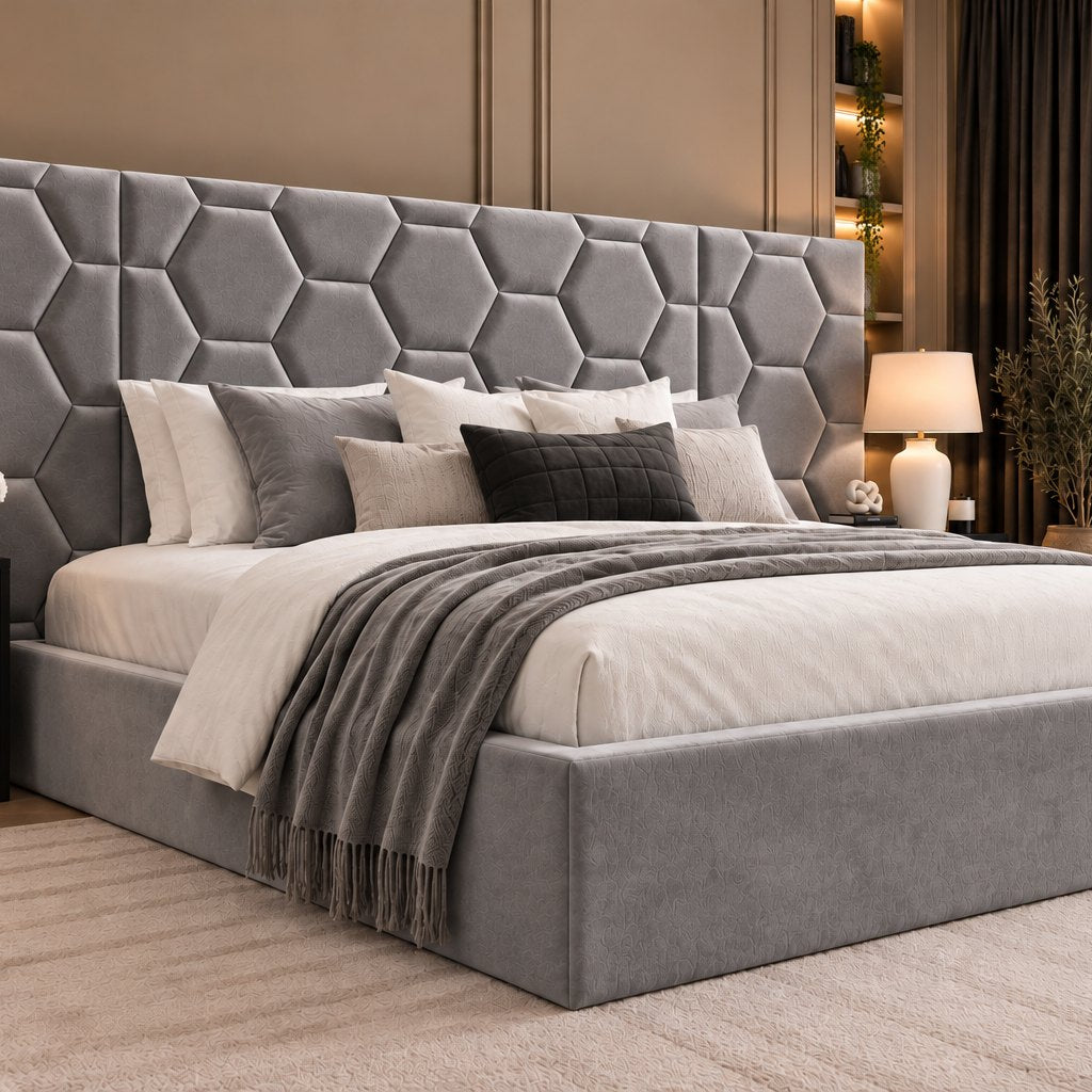 Alghero divan bed in grey, side view