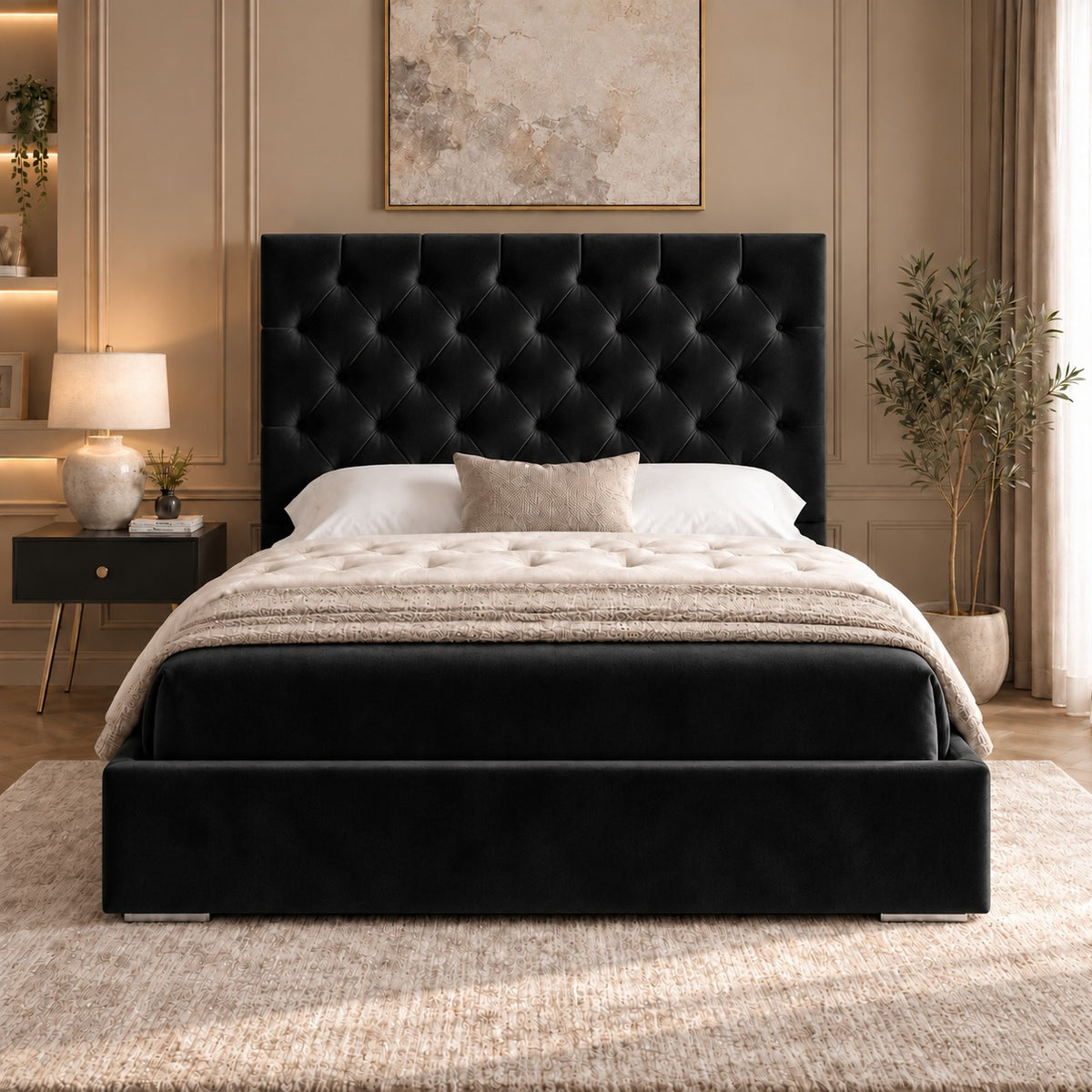 Alma Upholstered Soft Velvet Bed Frame