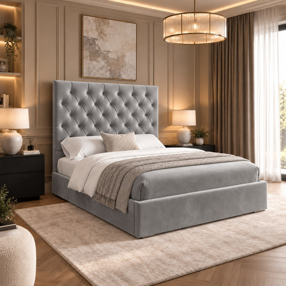 Alma Upholstered Soft Velvet Bed Frame