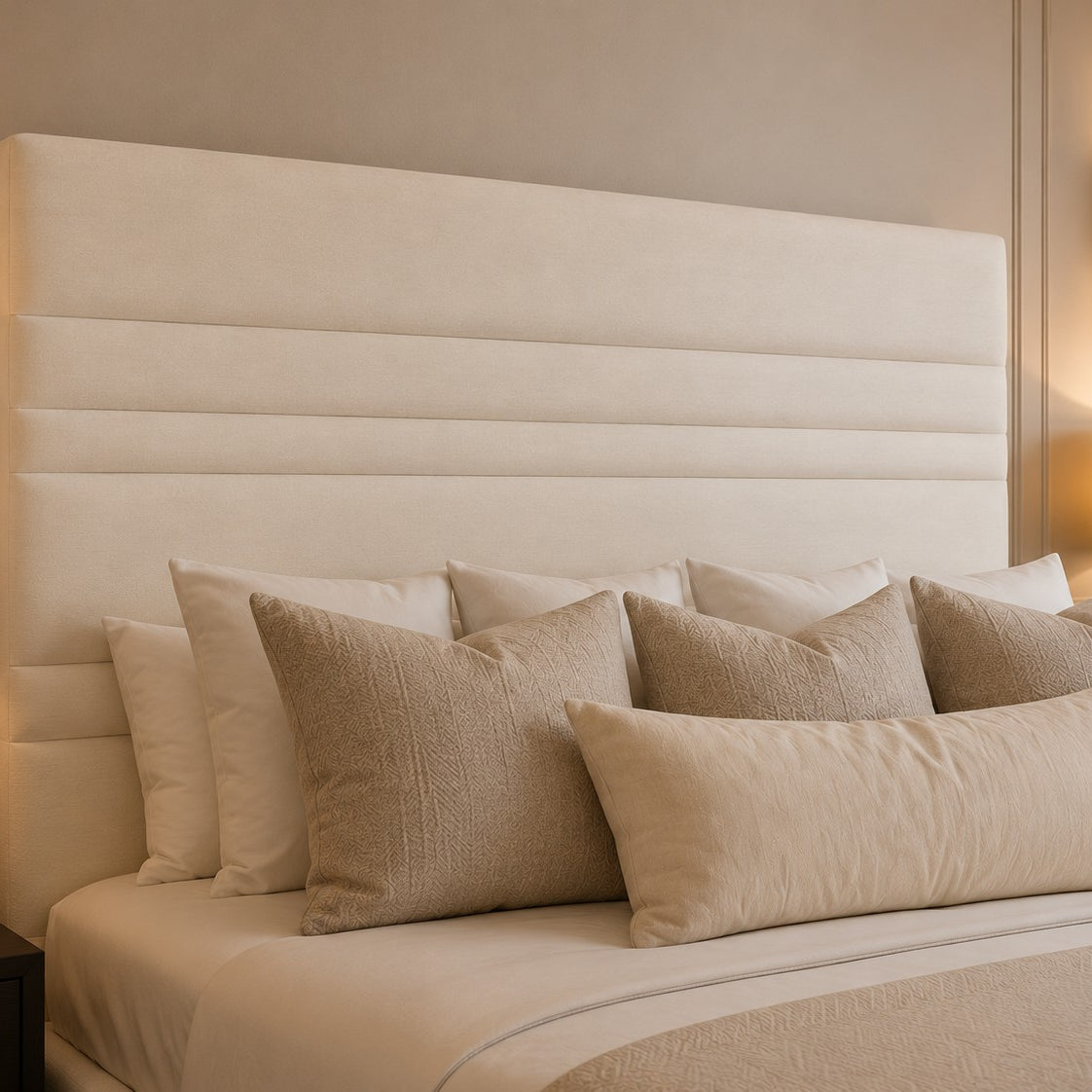 Amalfi Horizontal Line Stitched Tall Headboard Upholstered Bed Frame