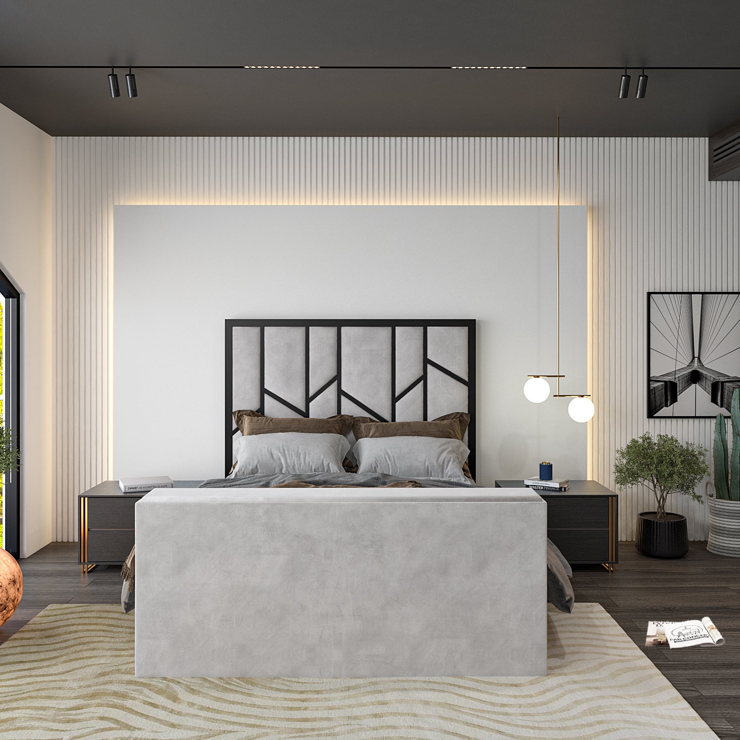 Anji Luxe Metal TV Bed Frame