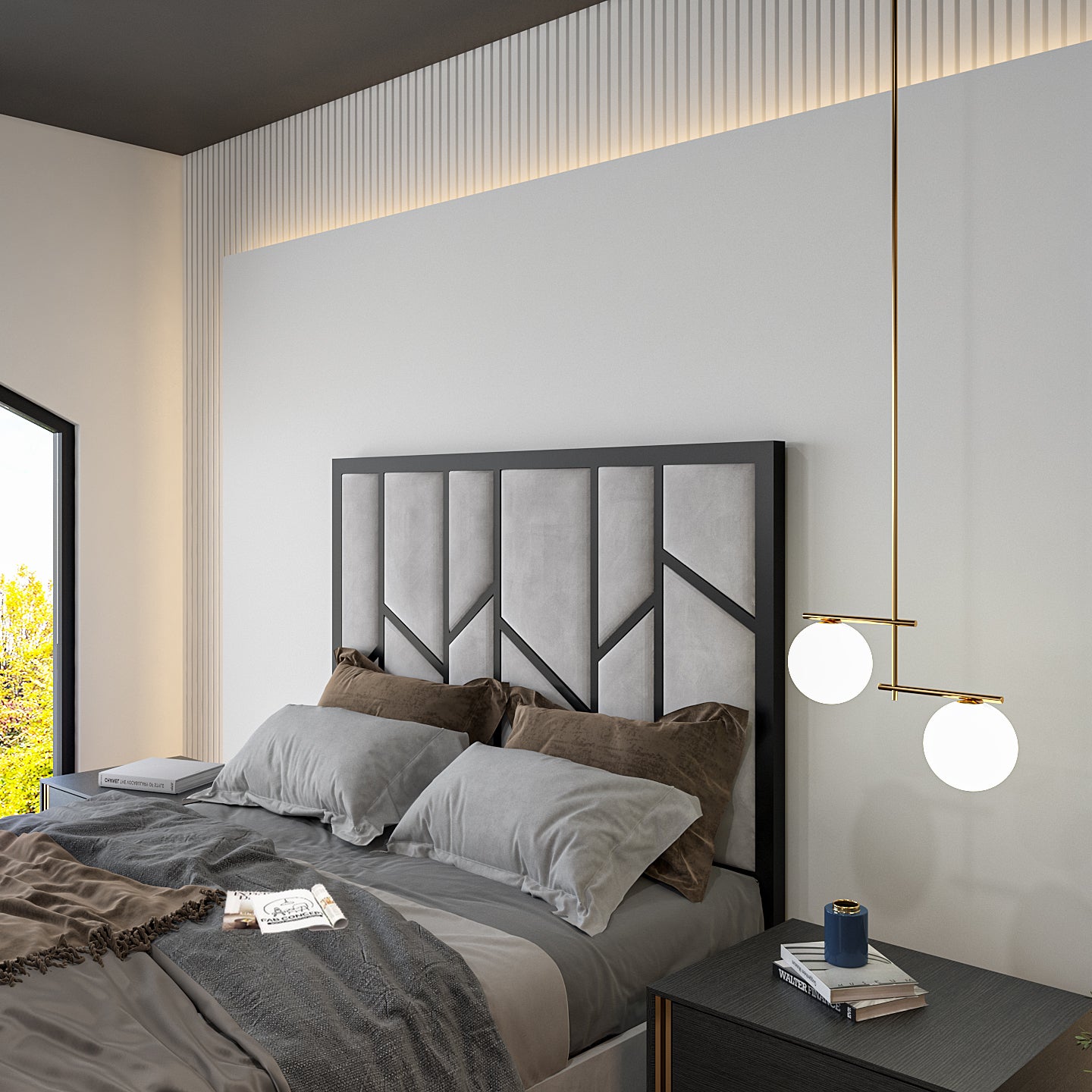 Anji Luxe Metal TV Bed Frame