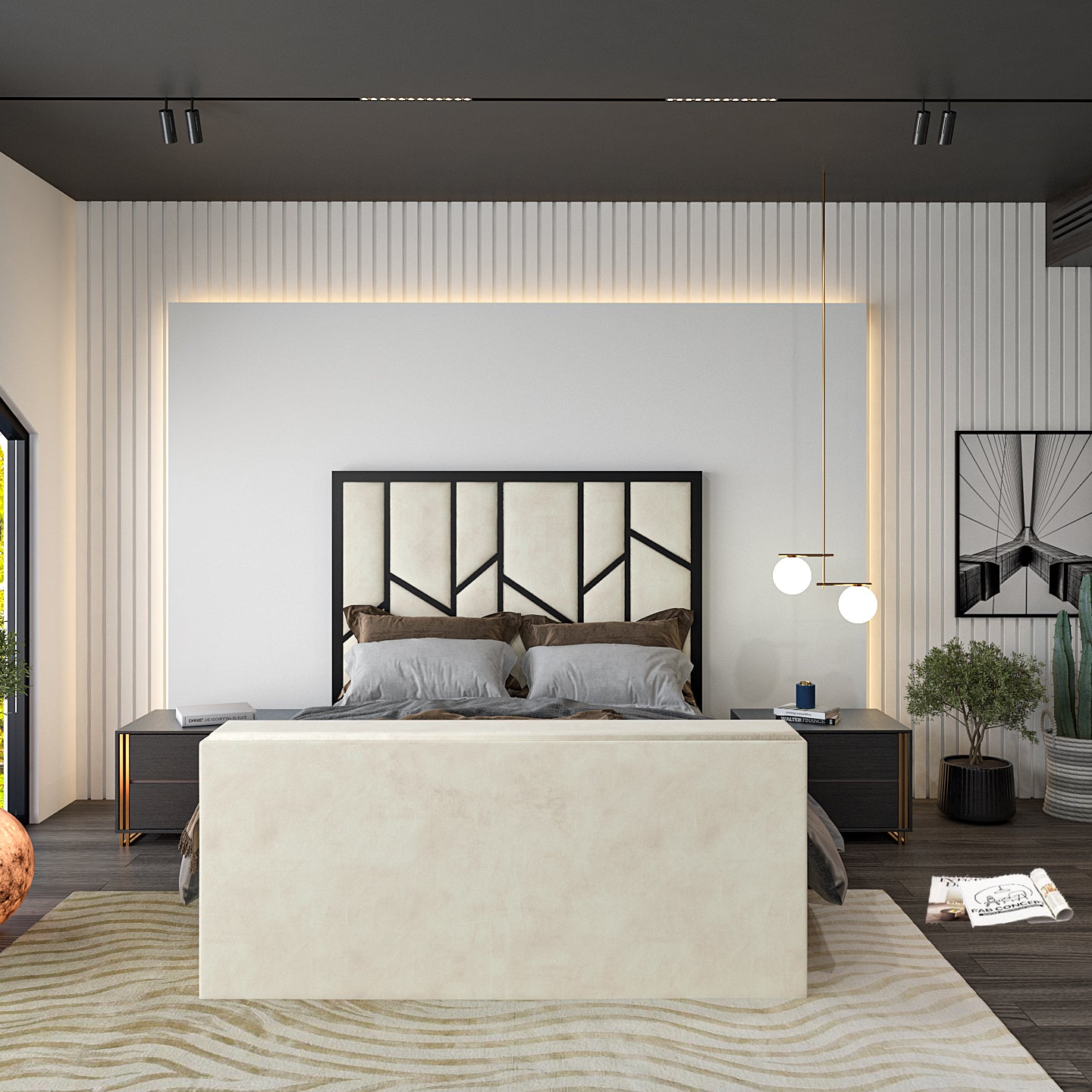 Anji Luxe Metal TV Bed Frame