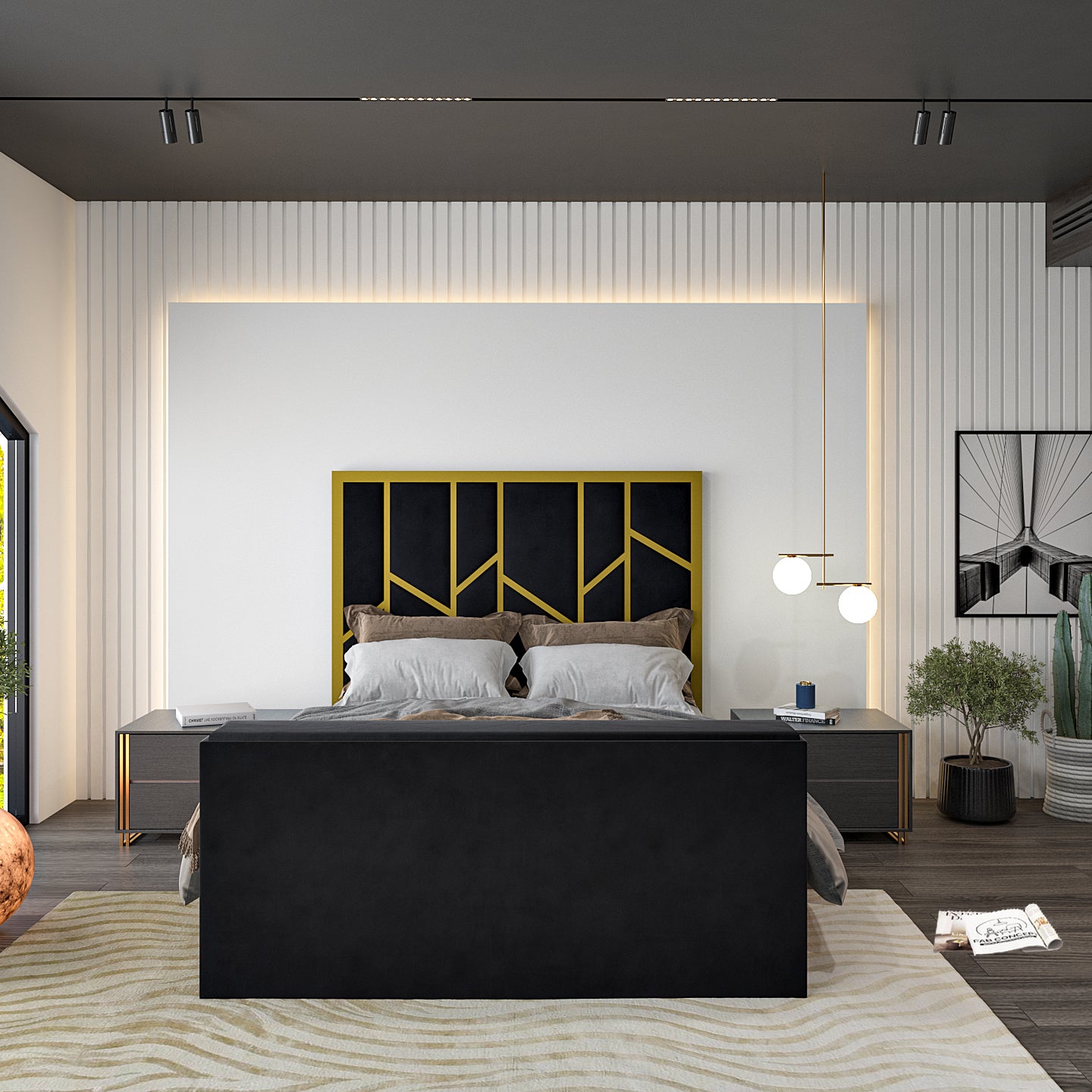 Anji Luxe Metal TV Bed Frame