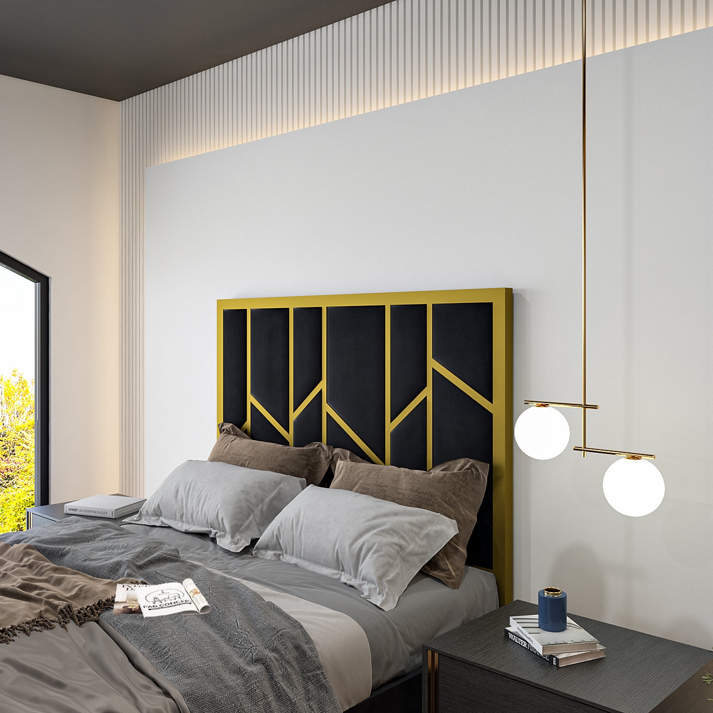 Anji Luxe Metal TV Bed Frame