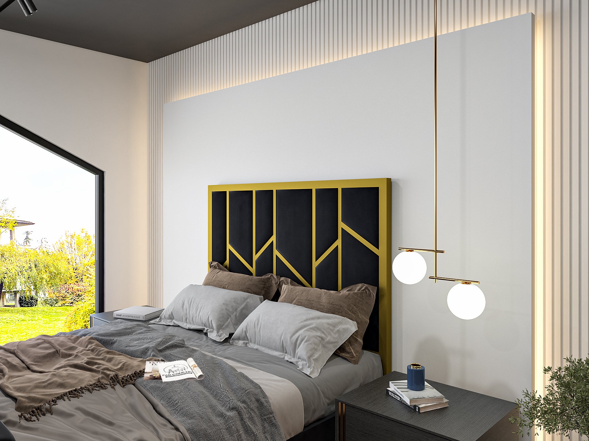 Anji Luxe Metal TV Bed Frame